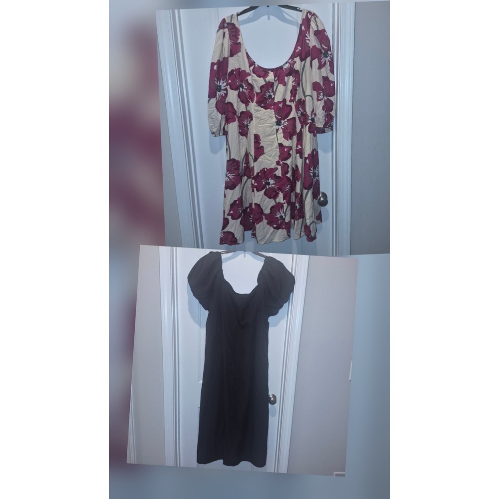 Bundle 2 Dresses Floral Midi (ava&viv) and  Black Puff Maxi Dress (a new day)